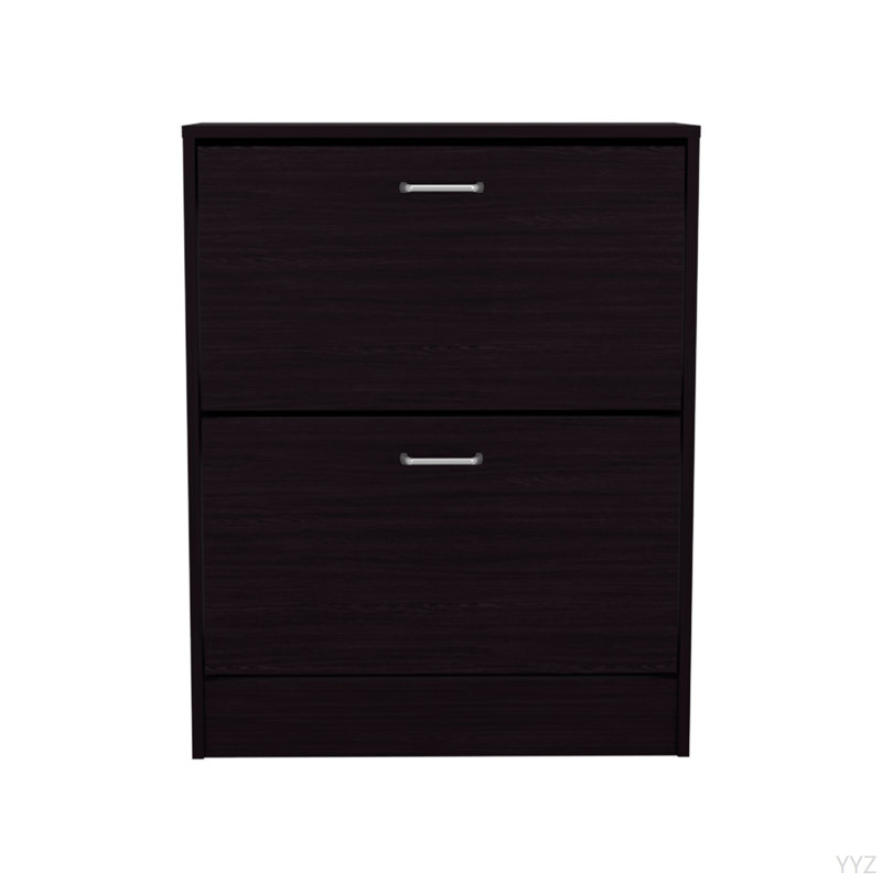 Étagère à chaussures à deux portes avec tablettes réglables, rangement moderne, Noir