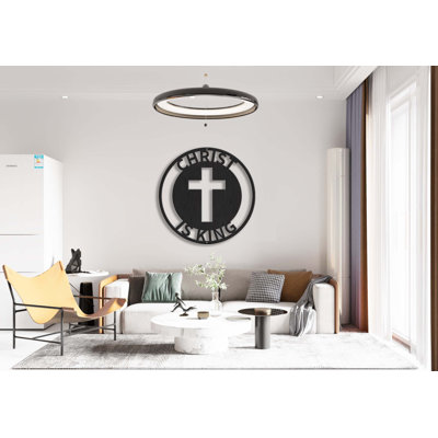 Scripture Walls Christ is King Plaque en acier découpée au laser thermolaquée pour la maison et le bureau Décoration murale en métal Plusieurs tailles et couleurs