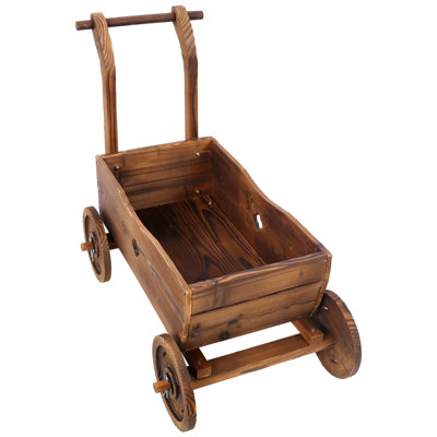 Boîte à fleurs en bois, jardinière mobile avec 4 roues, poignée, trou de drain, pot de fleurs décoratif pour l'intérieur et l'extérieur, panier de fleurs en bois pour patio, jardin, balcon, brun