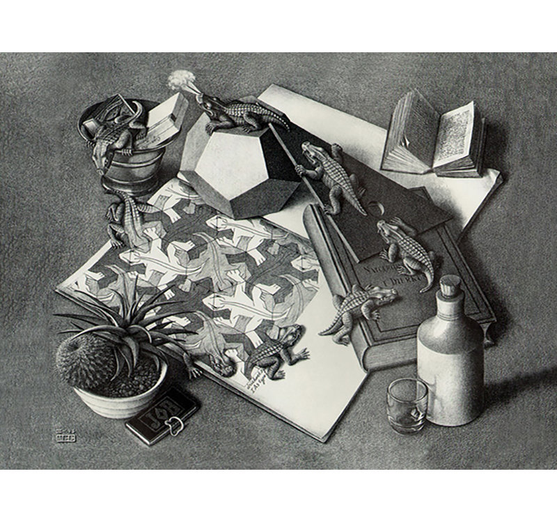 Toile tendue Reptiles par M.C.Escher Gallery, H 28 po x l 40 po