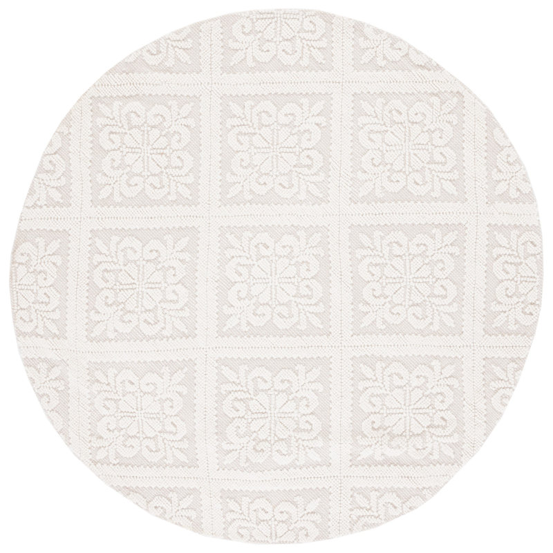 Tapis ivoire en laine / coton touffeté à la main Sharene, Rond 6 pi