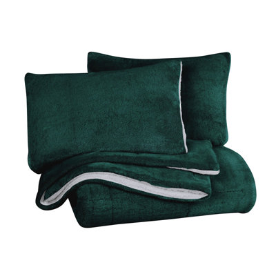 Swift Home Plush 3-Piece Faux Fur and Sherpa Reversible Comforter Set