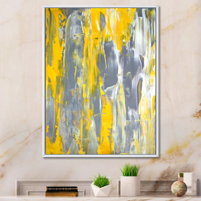 Gris et jaune fusionnant abstrait II - peinture sur toile