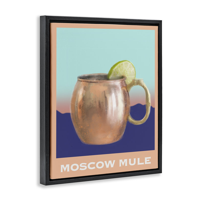 Moscow Mule sur un cadre flottant, conçu par Matthew Piotrowicz, H 21 po x l 17 po, Cadre flottant noir de jais