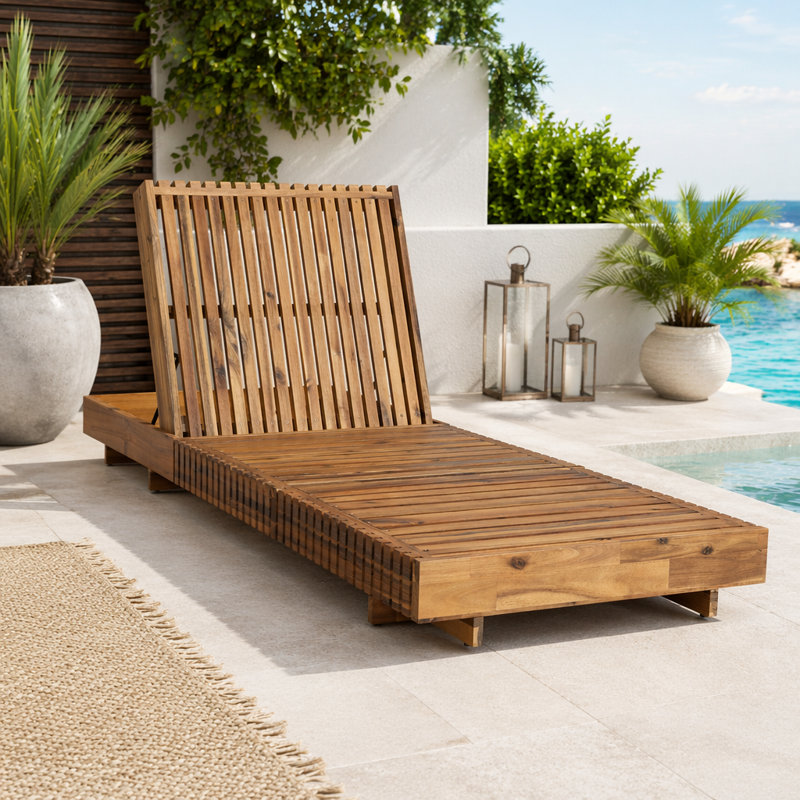 Chaise longue d'extérieur avec dossier réglable à 6 positions