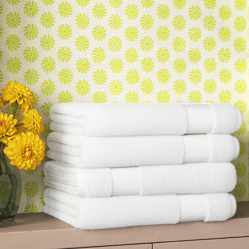 Ensemble de 4 serviettes de bain Wayfair Basics, Blanc
