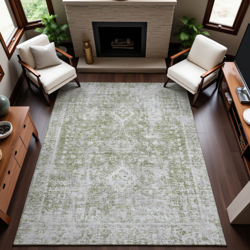 Premium Machine Washable Larock AMF1229 Global Rug, Rectangle 8' x 10'