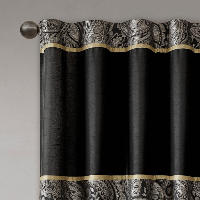 Jacquard Curtain Panel Pair(2 Pcs Window Panels), 50.05" W x 84.05" L, Black