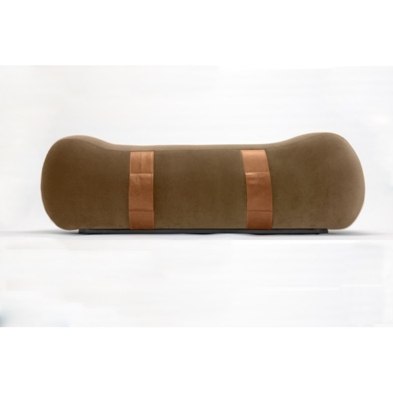 Milo Velvet Upholstered Bench, Taupe/Chesterfield