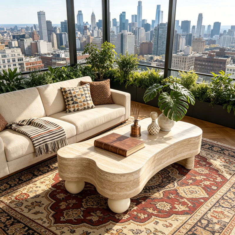 Table basse avec plateau rabattable