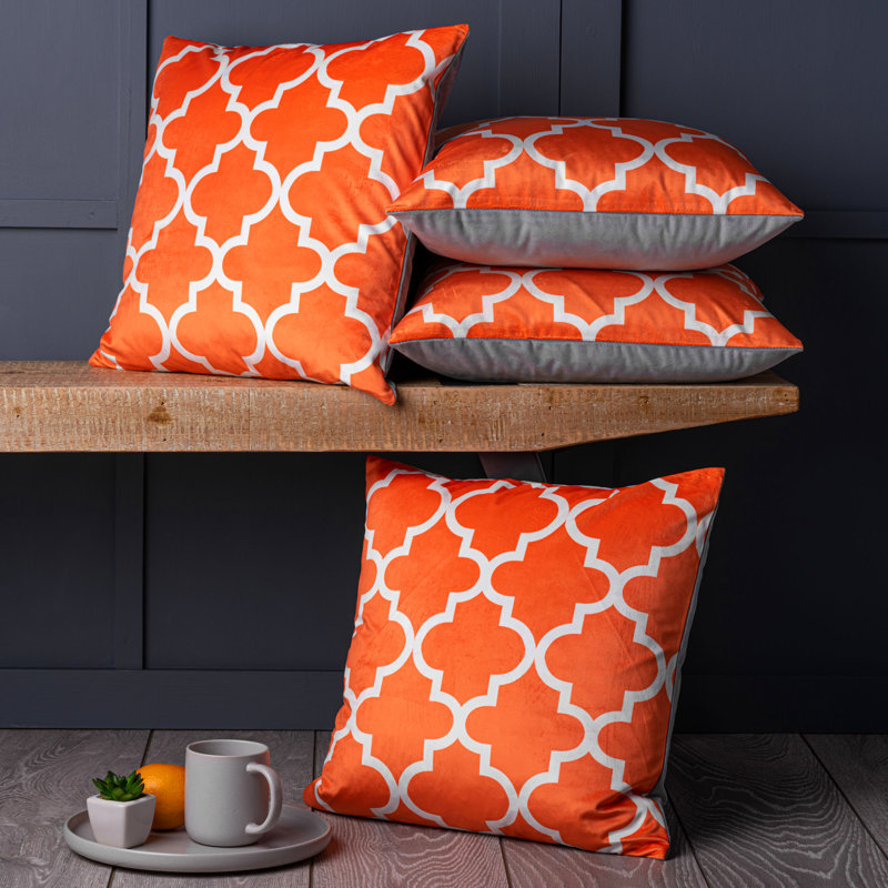 Micaela Geometric Square Cushion Cover, Orange