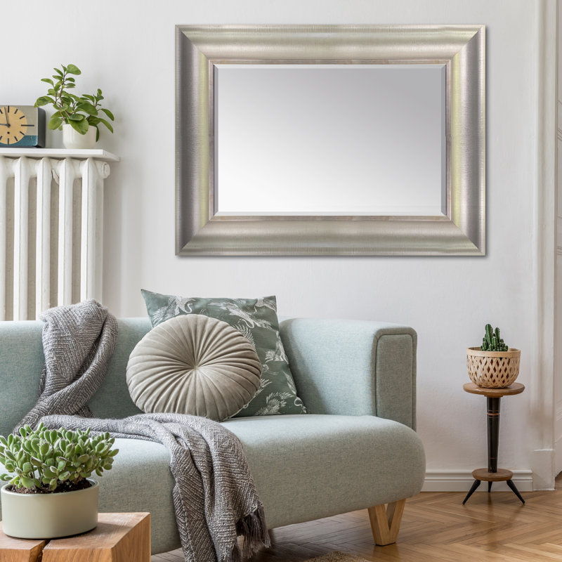 Rowton Wood Rectangle Wall Mirror, Silver