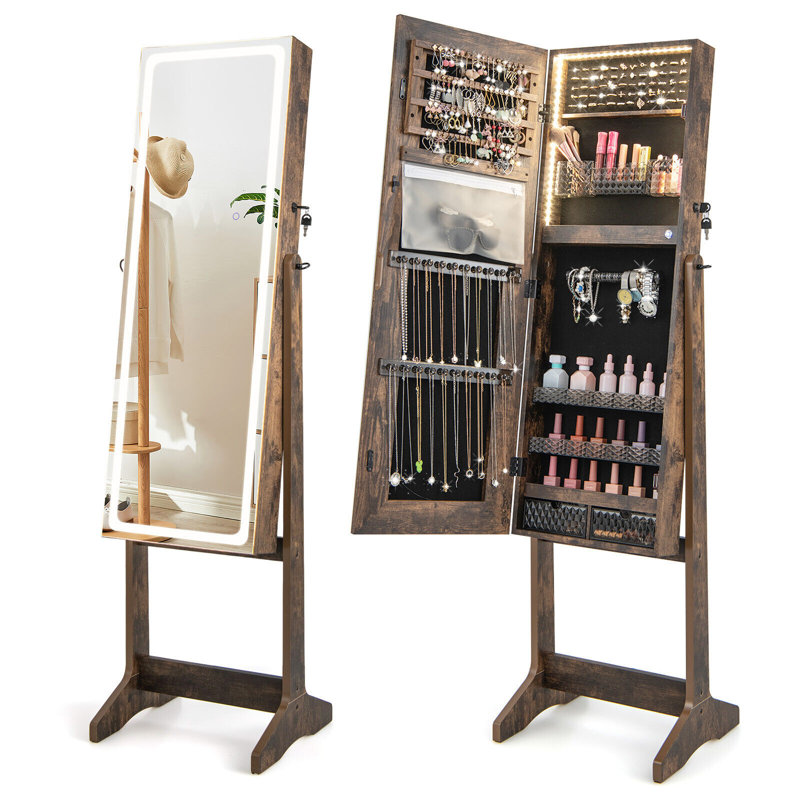 Rilen Freestanding Jewelry Armoire, Dark Brown