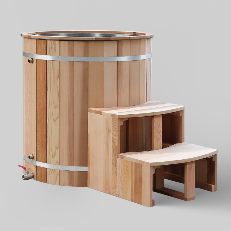 Seau à glace 36 po avec refroidisseur, cèdre naturel, système de circulation filtré, intérieur en acier inoxydable 304, purification à l'ozone