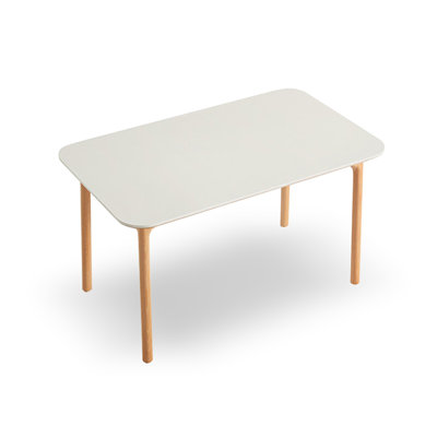 Table de salle à manger blanche rectangulaire en bois massif