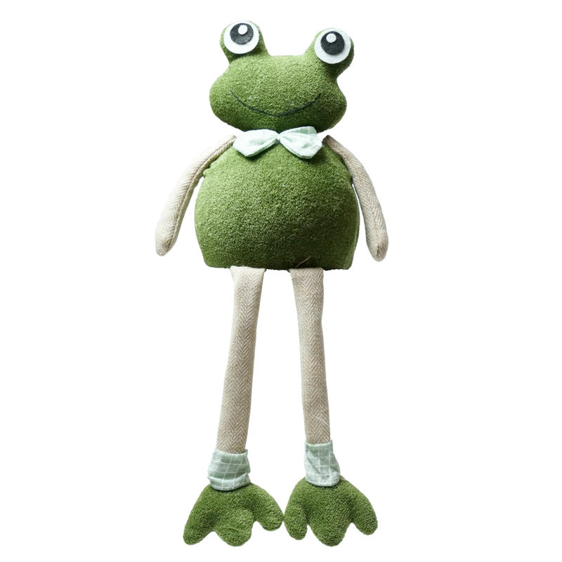 Décoration de Pâques 17 po grenouille verte printanière avec nœud papillon