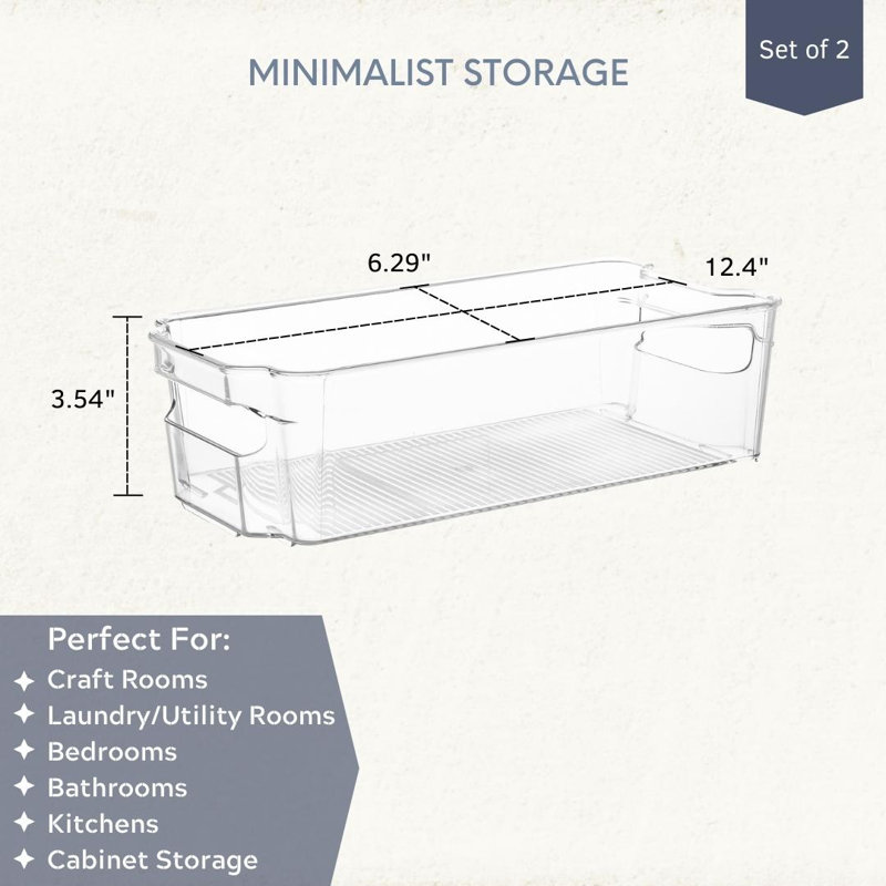 2-Piece Clear Acrylic Storage Organizer Bin