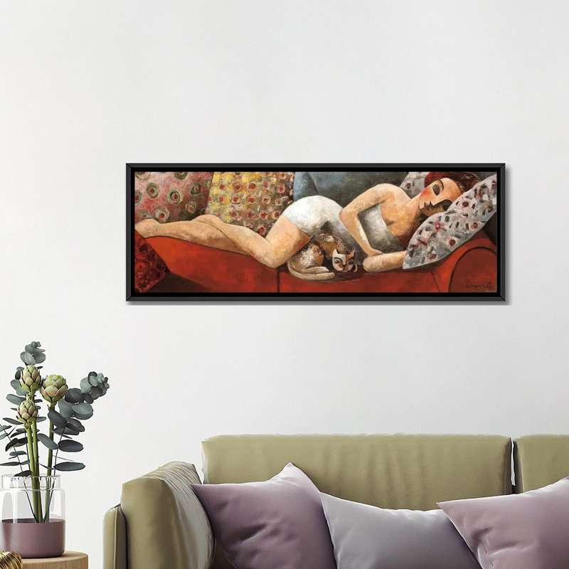 «Siesta», reproduction d'impression sur toile tendue, H 24 po x l 72 po x P 1,5 po, Toile avec cadre noir