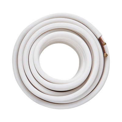 50FT Mini Split Line Set, 1/4" And 3/8" O.D Copper Pipes Tubing And Triple-Layer Insulation, For Mini Split Air Conditioning Refrigerant Or Heating Pump Equipment And HVAC With Wrapping Strips.