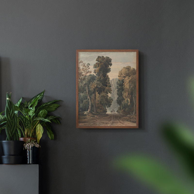 «Vintage Landscape Cxxxi» sur papier, Noyer, H 10 po x l 8 po