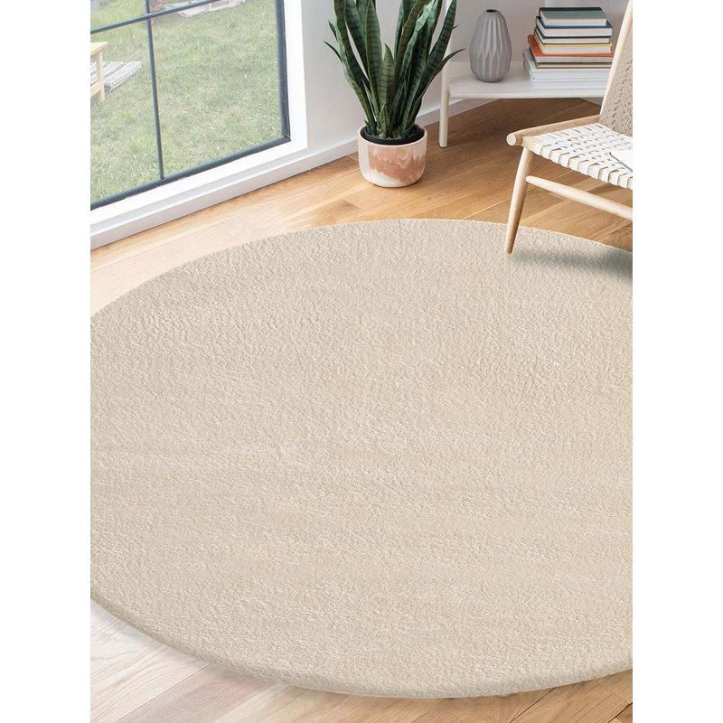 Relax Machine Woven Beige Indoor Rug, Round 200cm
