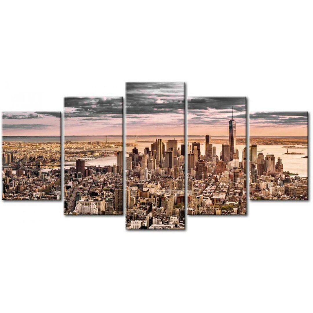 New York City, Morning Sky' Fotografie Mehrteiliges Bild auf verpackter Leinwand