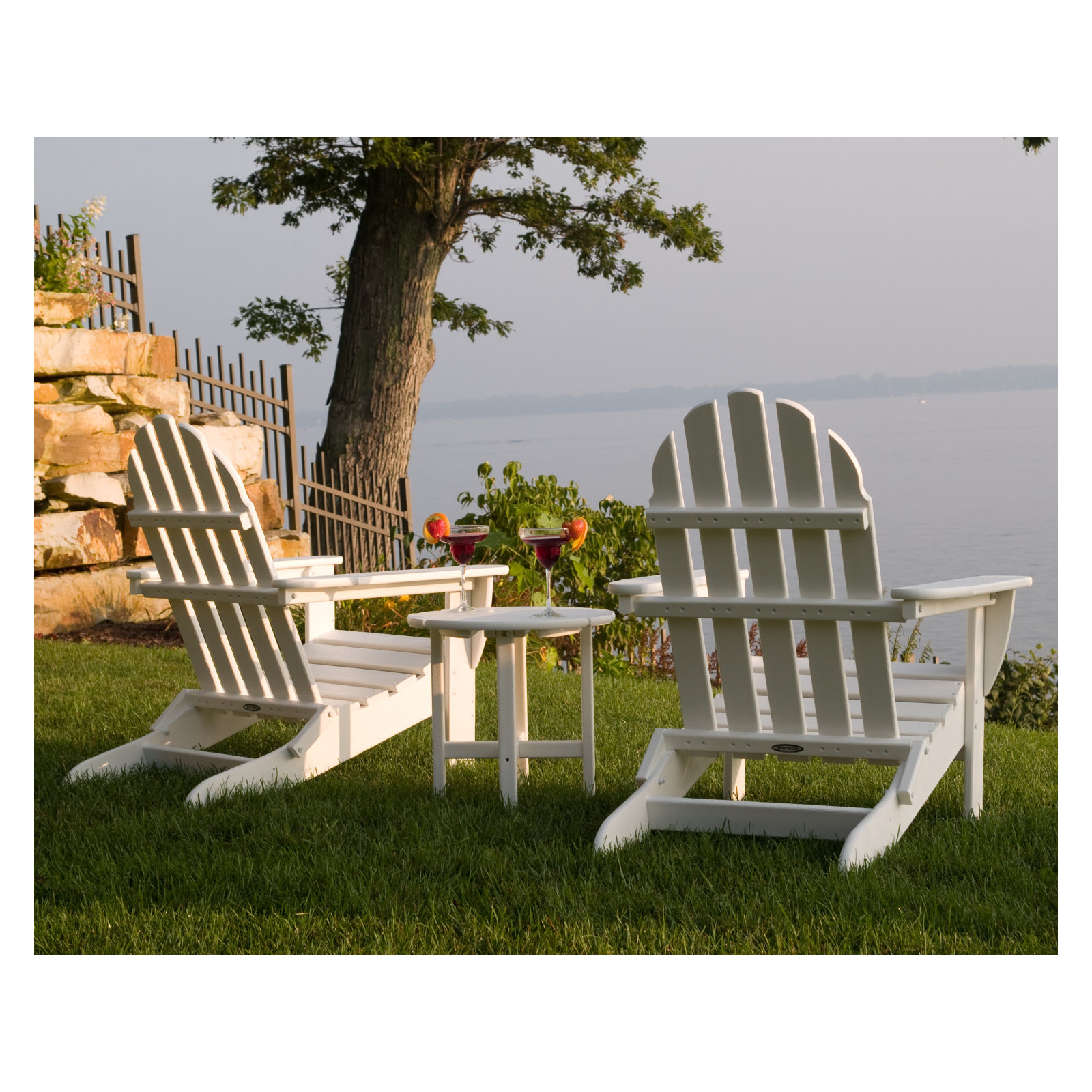 POLYWOOD Classic Folding Adirondack 3-Piece Set, White