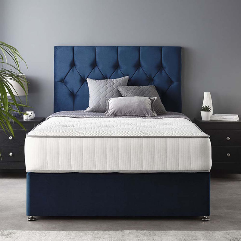 Boutique Pocketsprung Divan Bed Set, Navy, No Drawer, Single (3')