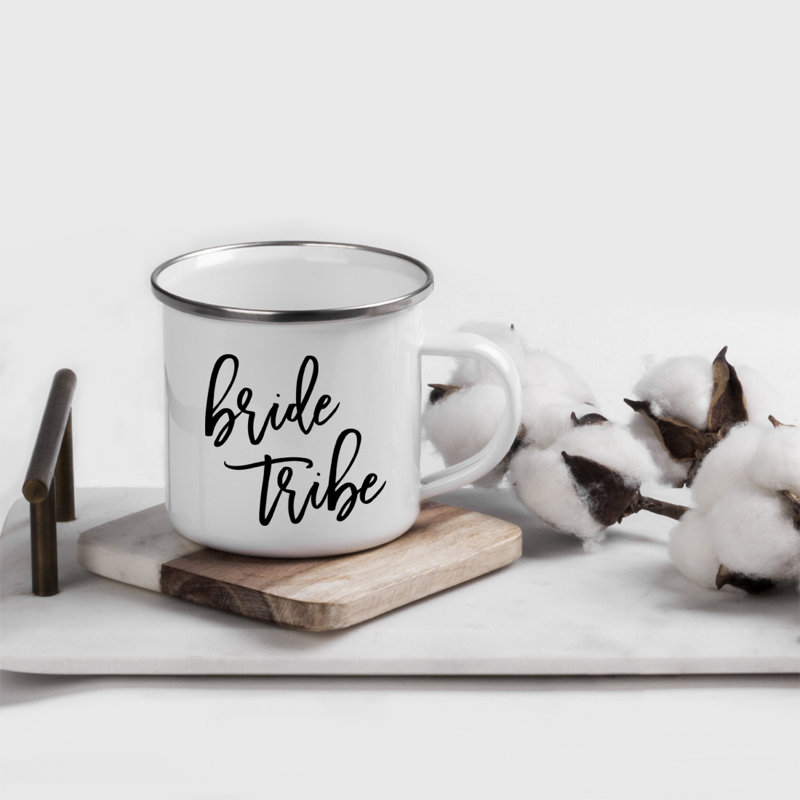 Cadeau de tasse de feu de camp en acier inoxydable, tribu de la mariée, paquet de 1, émail en métal à l'extérieur