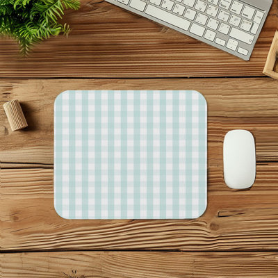 Abstract Light Mint Plaid Patterns Modern Gaming Cute Office Laptop Desk Pad Gift Mat Square Rectangle Non-Slip Mousepad