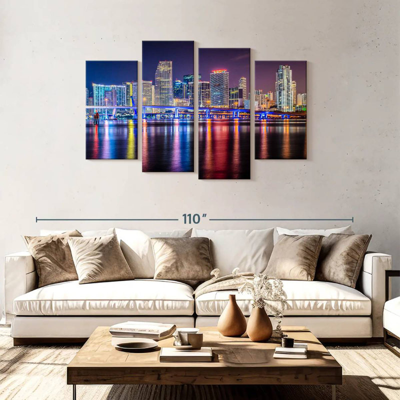 Couleurs Sirci Miami la nuit, H 48 po x l 75 po