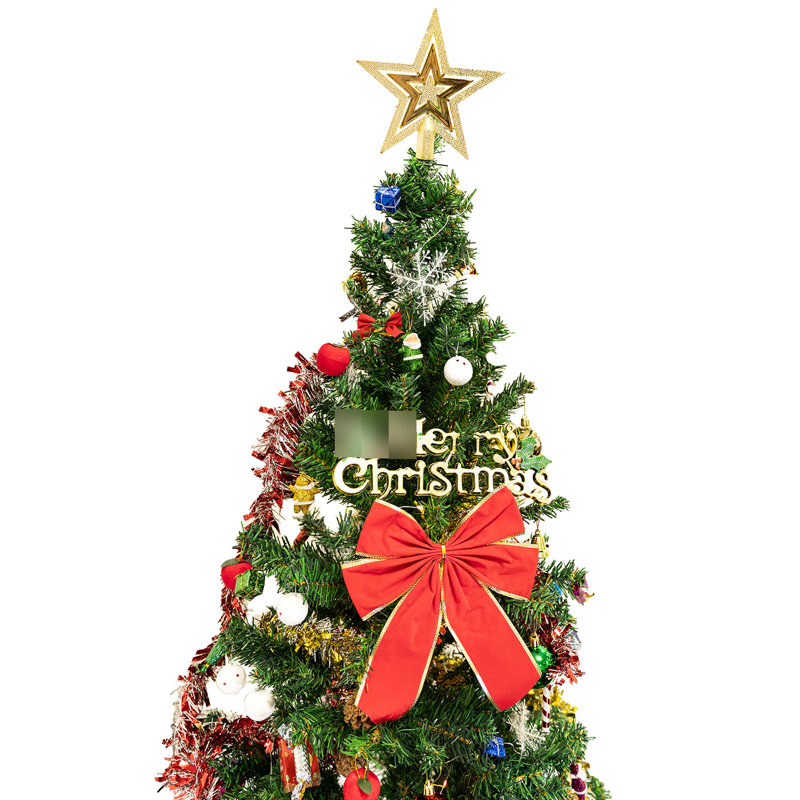 Arbre de Noël de 6 pi avec 195 éléments suspendus, jupes et garde-corps durables, pour une utilisation intérieure