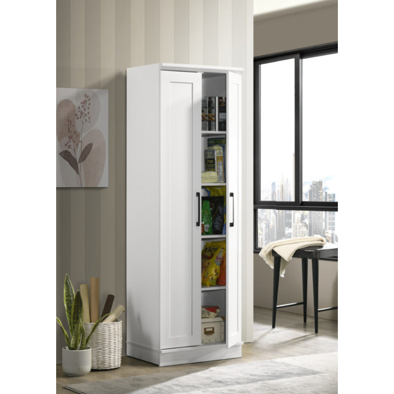 Evelyn 23"W White Sleek Storage Cabinet With Framed Panel Design