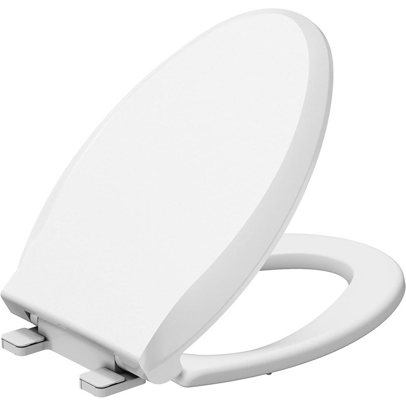 19" Elongated Toilet Seat with Slow Soft Close, Never Loosens, Easy Clean and Install