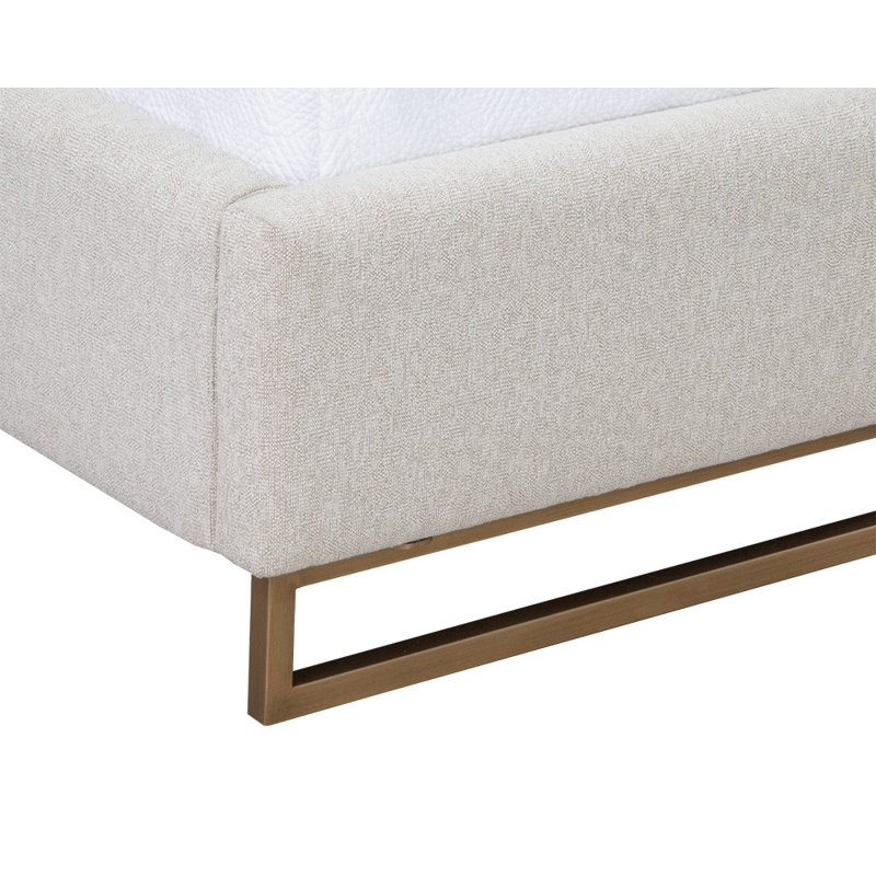 Adelhard Upholstered Platform Bed - Taupe, Queen, Cream