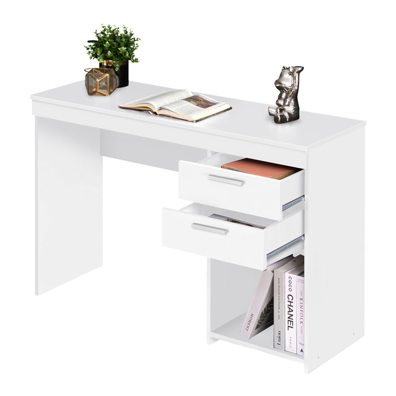 Poste de travail à domicile avec rangement, Blanc