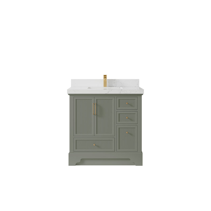 Meuble-lavabo simple 36 po avec plateau en quartz Alys