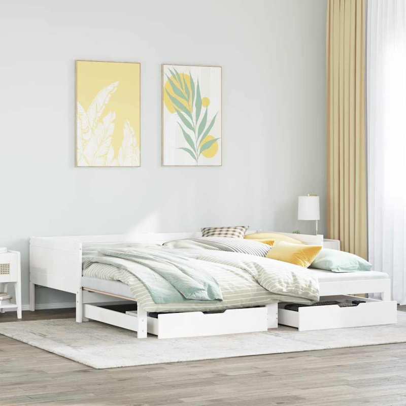 Daybed With Trundle And Drawers Without Mattress Single, White
