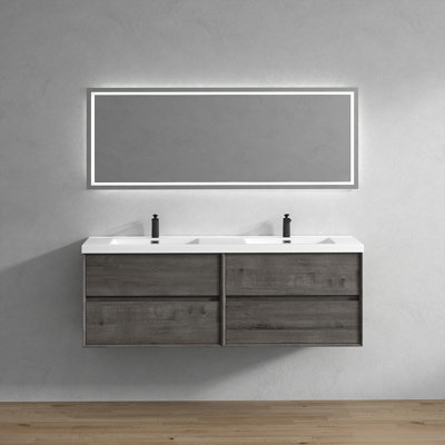 Ensemble de meuble-lavabo double mural 59 po Seavy