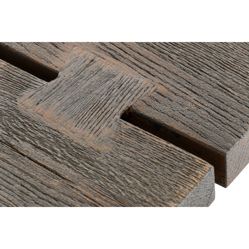 Perry Oak Rectangular Solid Wood Top with Stainless Steel Base Dining Table
