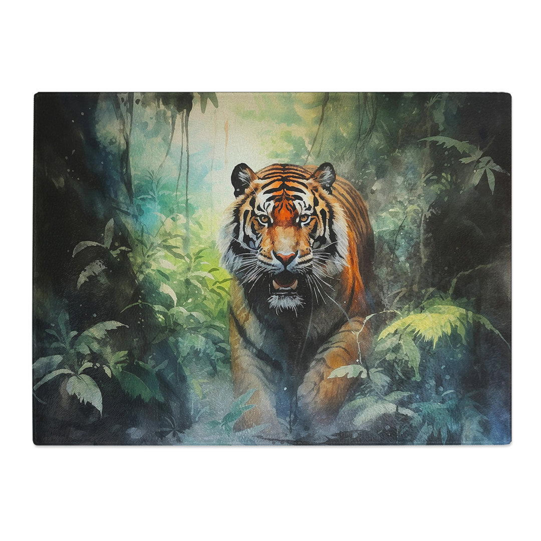 Tiger Watercolour  Glass Chopping Board