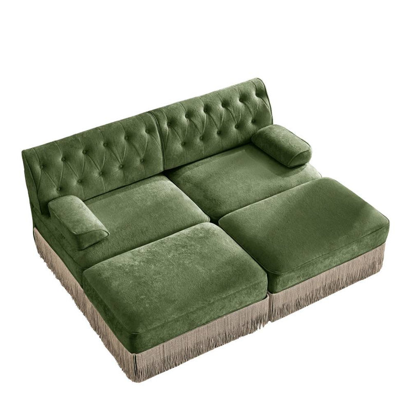 Causeuse avec 2 repose-pieds (vert)