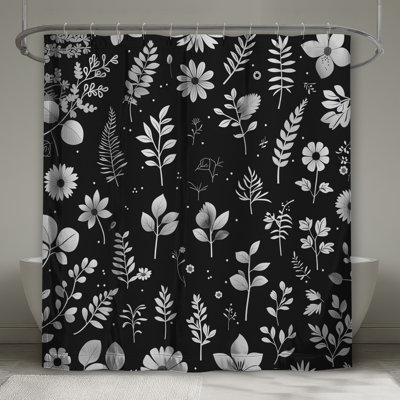 Rideau de douche noir floral