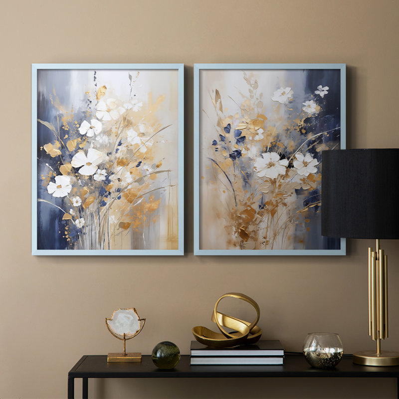 FLORAL Series CCCCLXII - Reproduction encadrée de qualité supérieure - prête à être accrochée - aucun clou requis - aucun clou requis