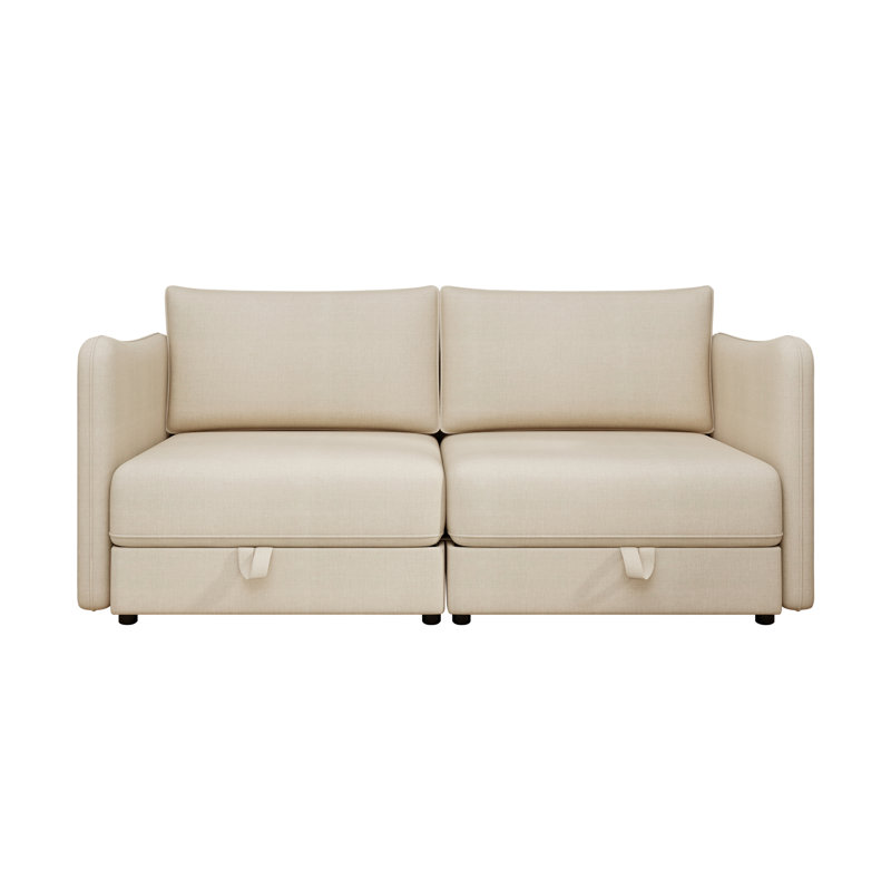 Canapé d'angle avec rangement, canapé-lit 2 places en tissu, canapé deux places beige moderne pour la maison