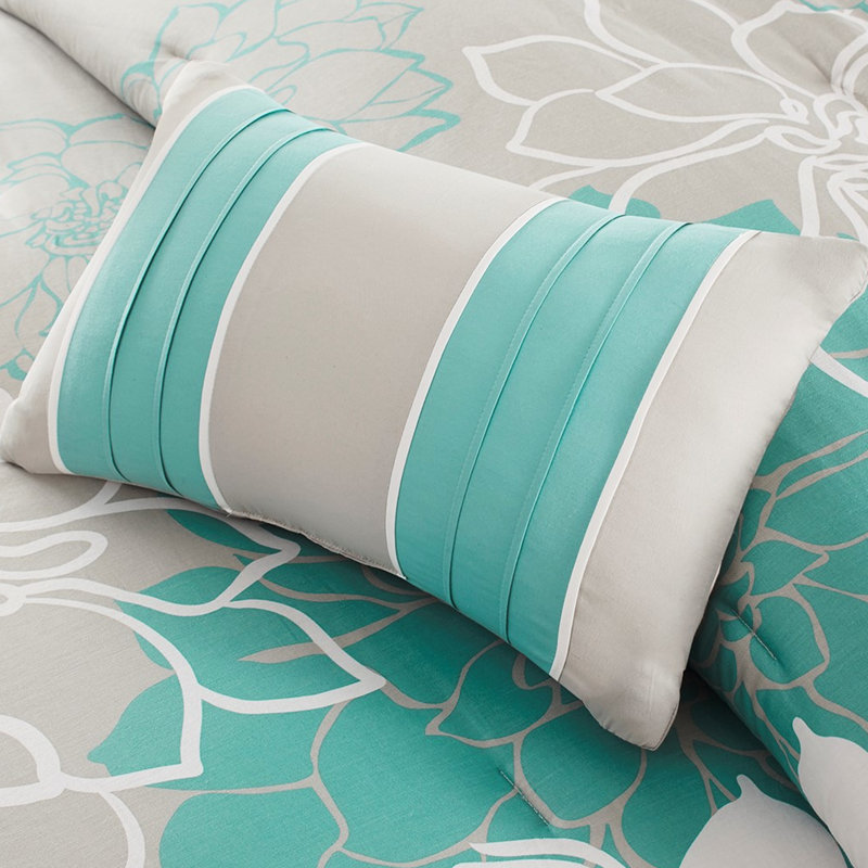 Édredon très grand, coton imprimé, envers 180tc, 3 coussins décoratifs, literie de 15 pouces, coussins décoratifs, Turquoise
