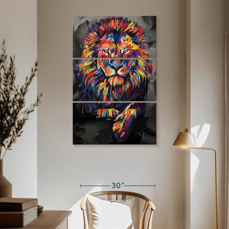 Brampt Lion Lounge couleur abstraite, H 65 po x l 42 po