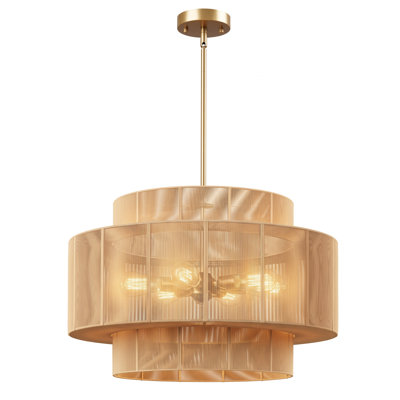 Luminaire suspendu tambour en rotin tissé à la main 6 lumières avec corde de chanvre