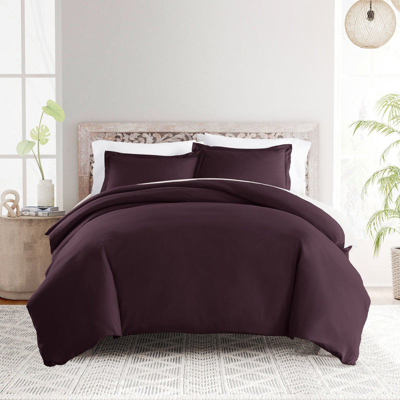 Ensemble de housse de couette en microfibre super doux, Mauve, Housse de couette très grand et 2 taies