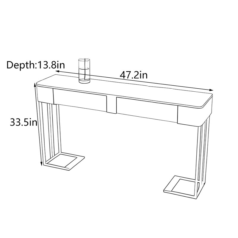 Console Nordic Luxury, Platine, H 33,5 po x l 47,2 po x P 13,8 po, Doré